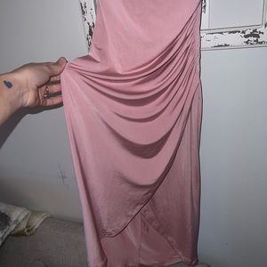 Cowl neck pink dress